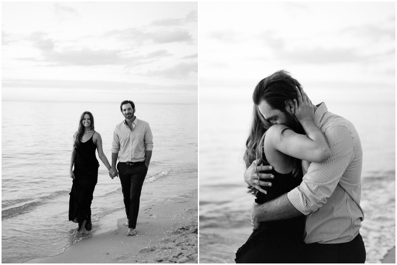 film engagement session with a couple walking near the beach in naples florida